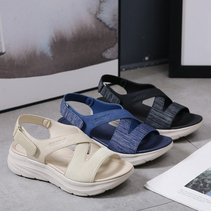 Athletic Sandals for Women, Thick-Soled Velcro Lightweight Walking Slides