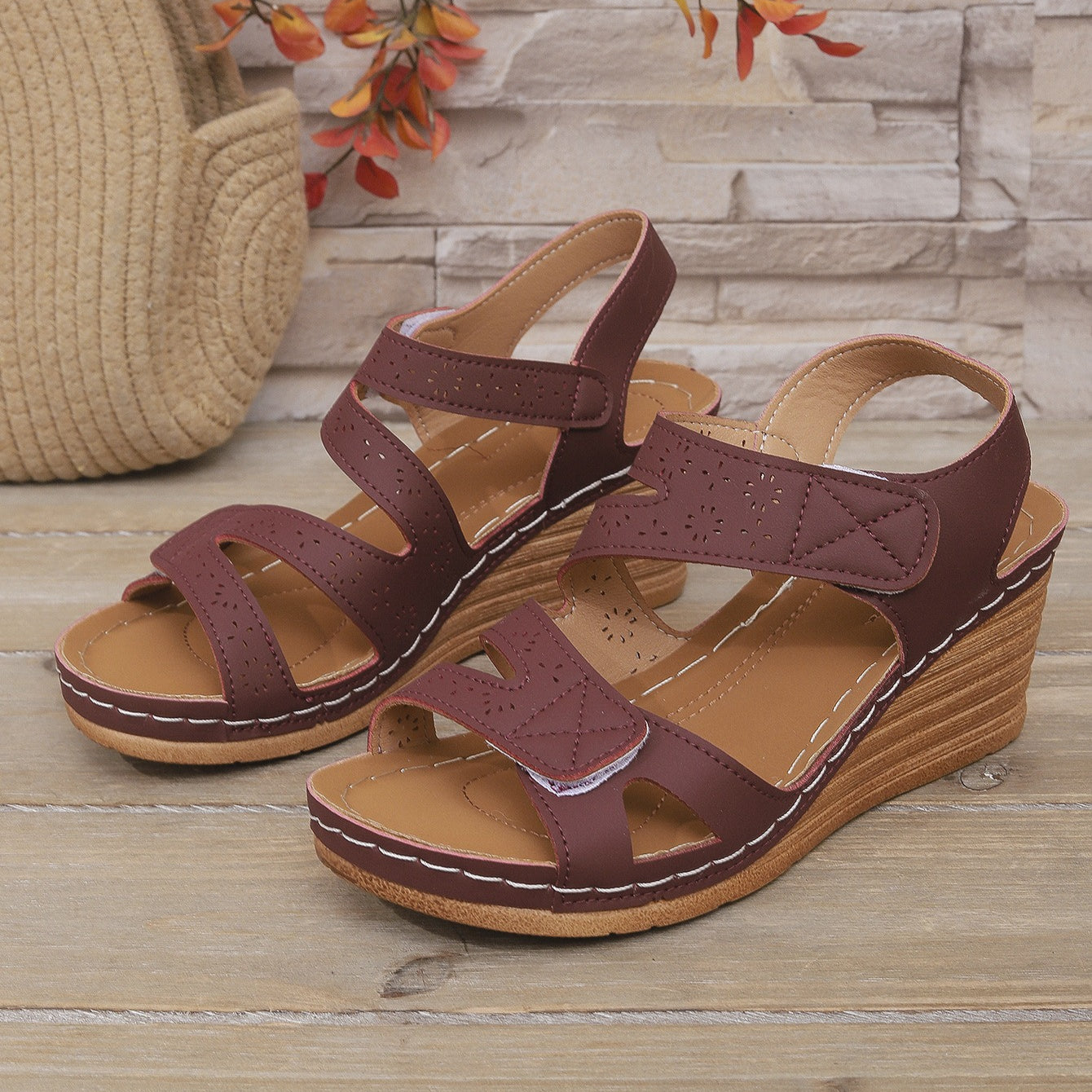 Platform Sandals for Women - Adjustable Criss-Cross Straps with Arch Support