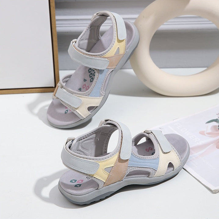 Velcro Sport Sandals for Women, Color Block Lightweight Summer Slides