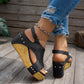 Studded Platform Wedge Sandals for Women - Peep Toe Summer Shoes with Cushioned Footbed