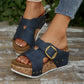 Platform Slide Sandals for Women - Comfortable Buckle Strap Summer Slippers