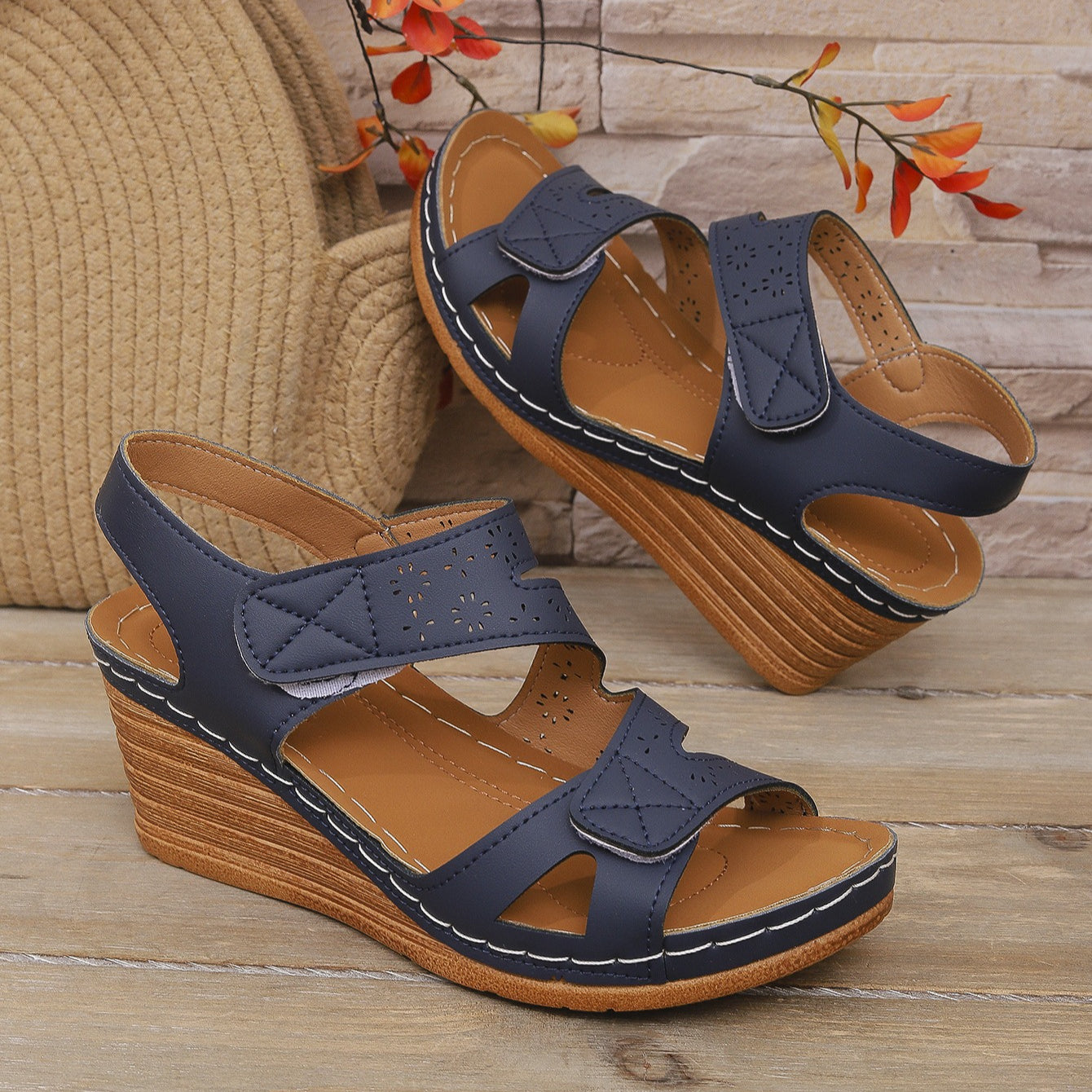 Platform Sandals for Women - Adjustable Criss-Cross Straps with Arch Support
