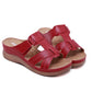 Leather Wedge Sandals, Plus Size Cross-Stitched Summer Comfort Slides