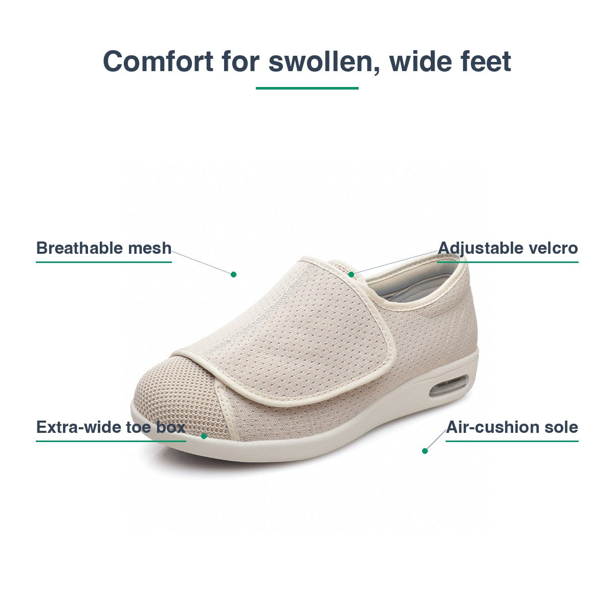 Wide Diabetic Shoes For Swollen Feet - Women's & Men's Sizes - Low Top