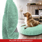 Cloud K9 Chenille Dog Bed Cover: sizing reference next to a dog