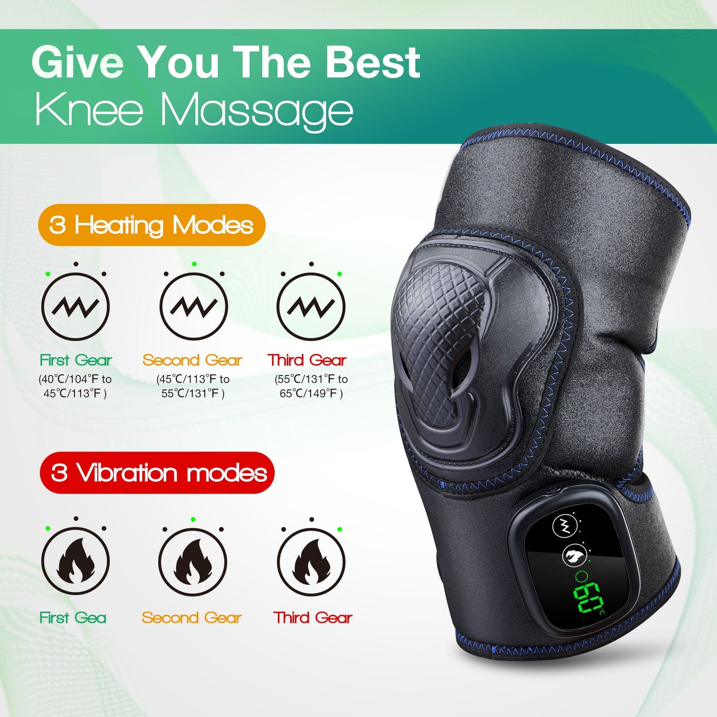 Heating Massage Knee Brace Wrap For Knee Pain Relief and Circulation