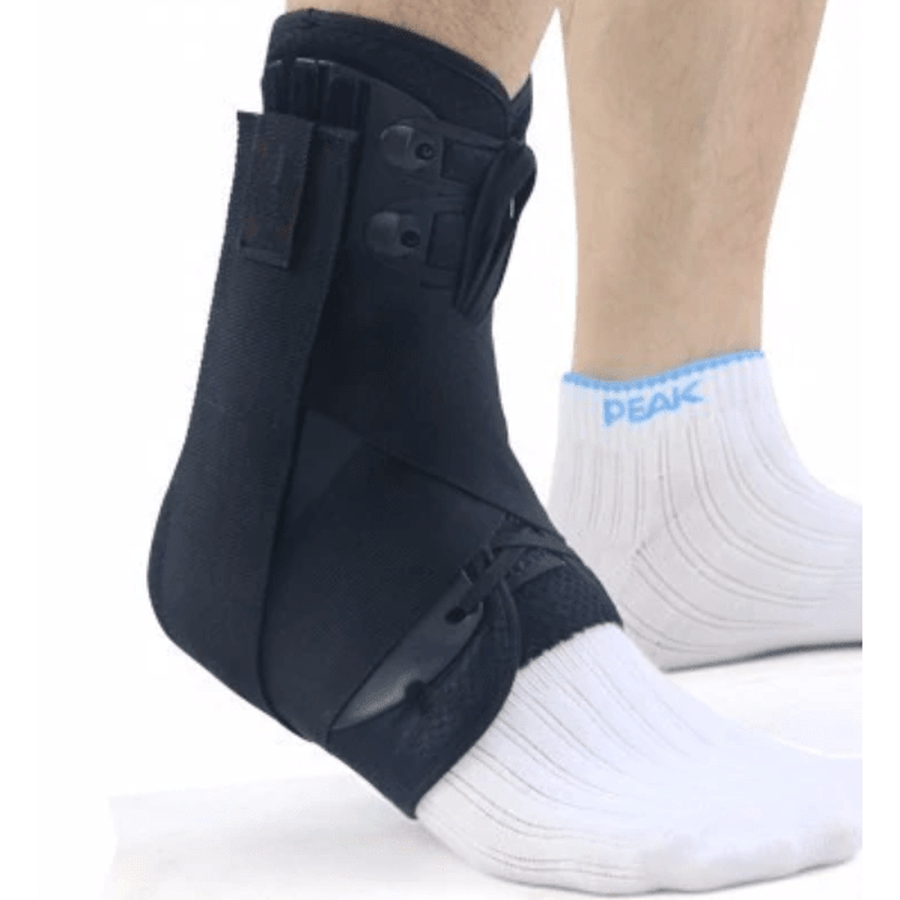 Reinforced Ankle Brace - Lace up with Stabilizer Straps Ankle Brace upliftex Large / Black